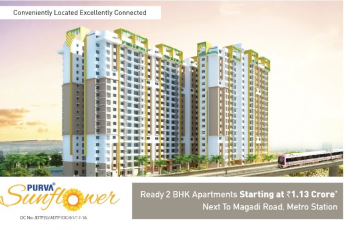 Ready 2 bhk apartments at Rs. 1.13 Cr. at Purva Sunflower in Bangalore